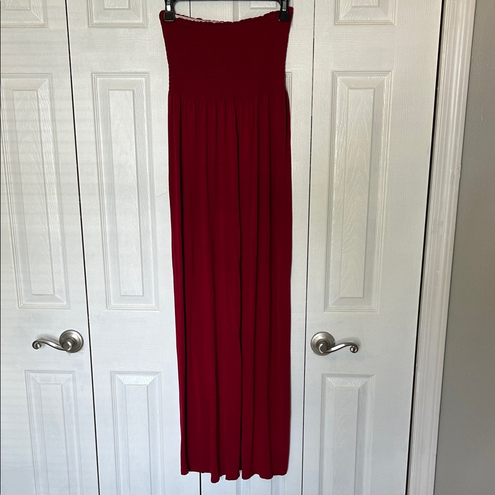 Pink Rose Red Strapless Maxi Skirt